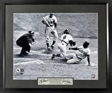 Load image into Gallery viewer, Jackie Robinson & Yogi Berra "1955 WS Stealing From Yogi" Framed Photograph (Engraved Series)