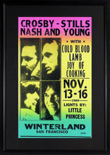 Load image into Gallery viewer, Crosby, Stills, Nash & Young (CSNY) @ Winterland Concert Framed Poster (Engraved Series)