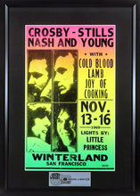 Load image into Gallery viewer, Crosby, Stills, Nash & Young (CSNY) @ Winterland Concert Framed Poster (Engraved Series)