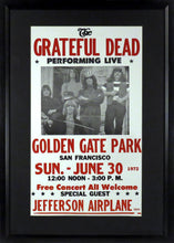 Load image into Gallery viewer, Grateful Dead @ Golden Gate Park Framed Concert Poster (Engraved Series)
