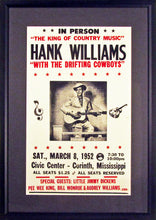 Load image into Gallery viewer, Hank Williams Concert Poster (Engraved Series)