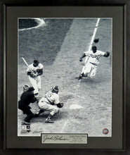 Load image into Gallery viewer, Brooklyn/Los Angeles Dodgers Jackie Robinson “Stealing Home” Framed Photograph (Engraved Series)