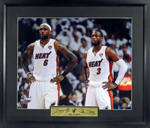 Load image into Gallery viewer, Miami Heat LeBron James & Dwayne Wade Framed Photograph (Engraved Series)