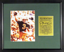 Load image into Gallery viewer, Joe Montana "Notre Dame" Framed Photograph Engraved Series