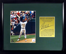 Load image into Gallery viewer, Oakland A's Rickey Henderson "Stolen Base King" Framed Photograph (Engraved Series)