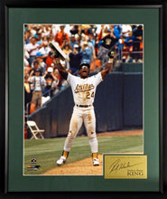 Load image into Gallery viewer, Oakland A's Rickey Henderson "Stolen Base King" Framed Photograph (Engraved Series)