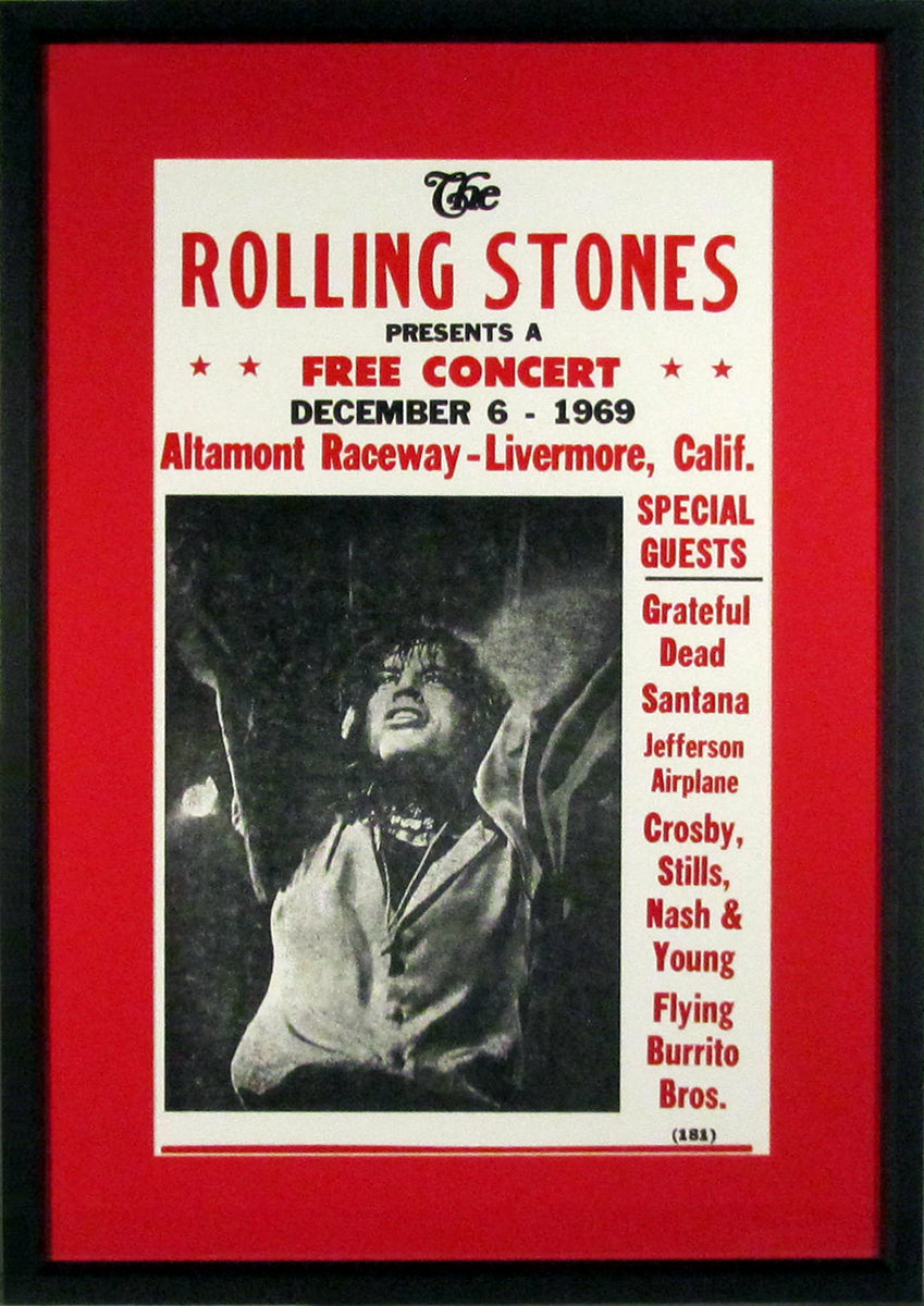Rolling Stones @ Altamont Framed Concert Poster (Engraved Series