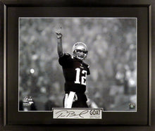 Load image into Gallery viewer, Tom Brady “G.O.A.T” B&W Framed Photograph Engraved Series