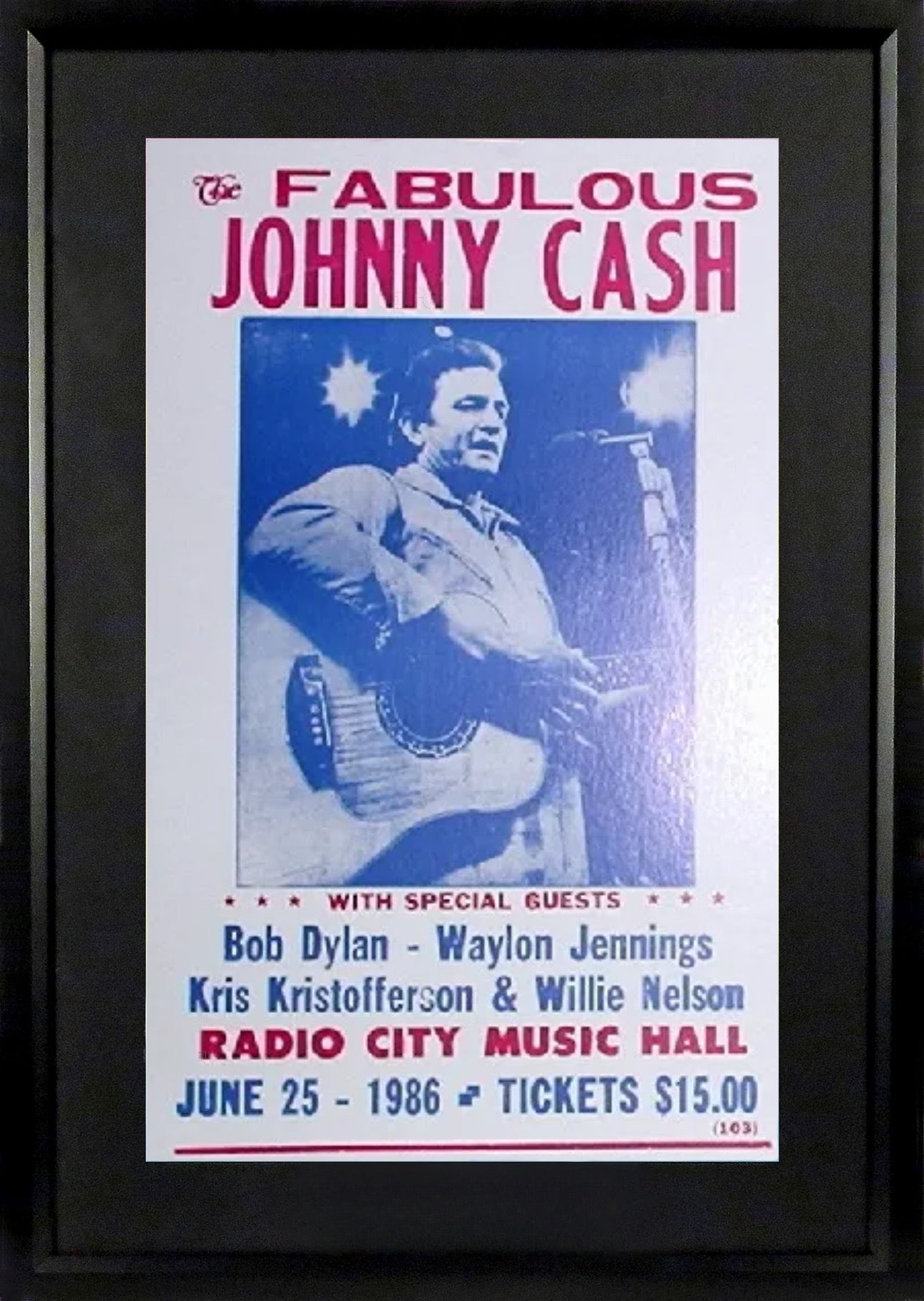 Johnny Cash Framed Concert Poster (Engraved Series) – Behind the