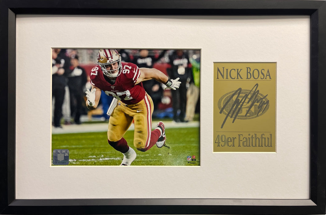 Nick Bosa SF 49ers Framed 8x10 Photograph w/Full Plate (Engraved Series)