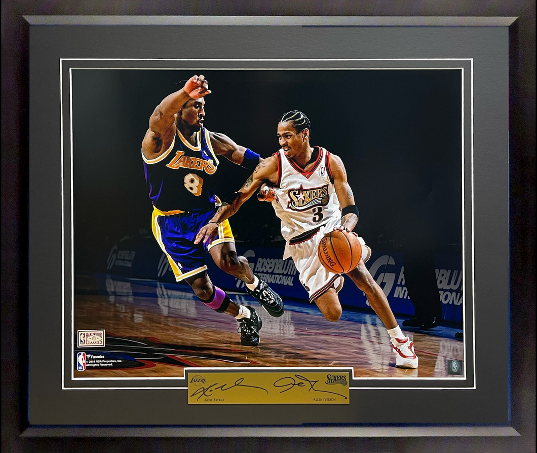 Allen Iverson v. Kobe Bryant Philadelphia 76ers Autographed Framed  Basketball Photo
