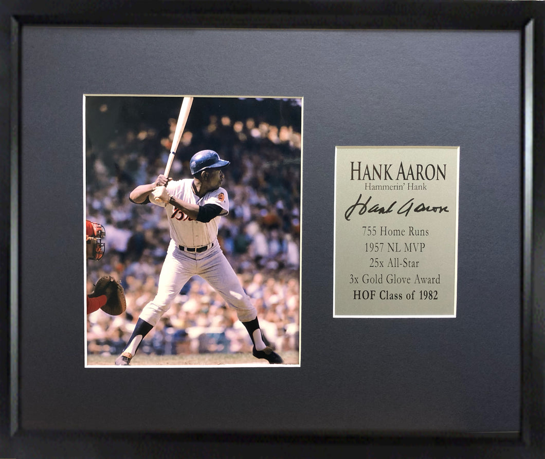 Hank Aaron Framed Photo Display (Engraved Series)
