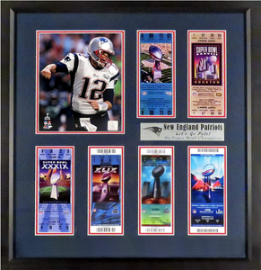 New England Patriots Tom Brady "6x Super Bowl Champions" Framed Tickets Display