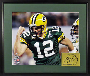 Aaron Rodgers "SB XLV Champ & MVP" Framed Photo (Engraved Series)