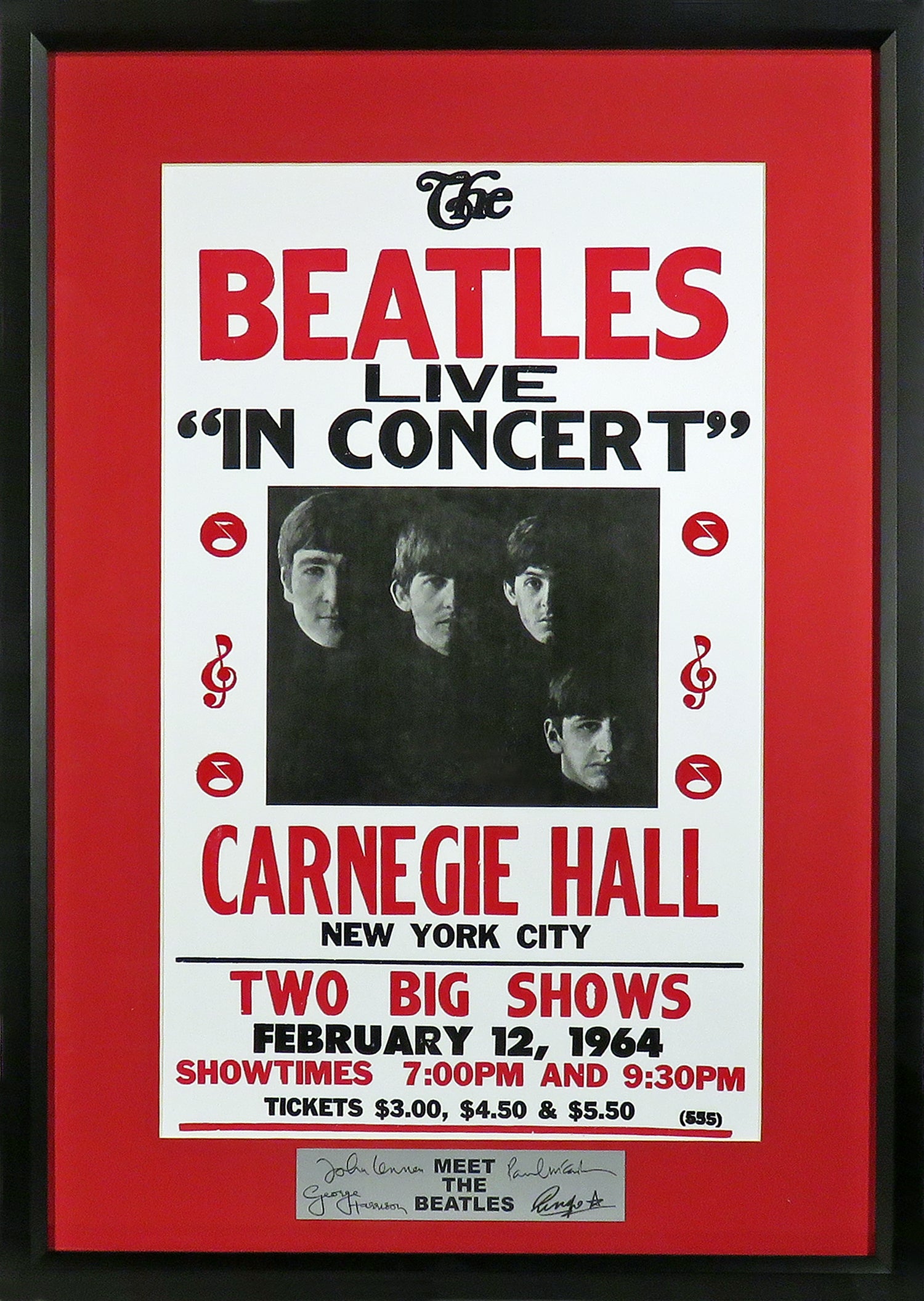 The Beatles @ Carnegie Hall Framed Concert Poster (Engraved Series