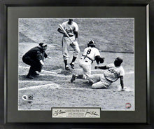 Load image into Gallery viewer, Jackie Robinson &amp; Yogi Berra &quot;1955 WS Stealing From Yogi&quot; Framed Photograph (Engraved Series)
