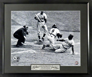 Jackie Robinson & Yogi Berra "1955 WS Stealing From Yogi" Framed Photograph (Engraved Series)