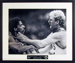 Larry Bird & Julius "Dr. J" Erving  Framed Photograph (Engraved Series)