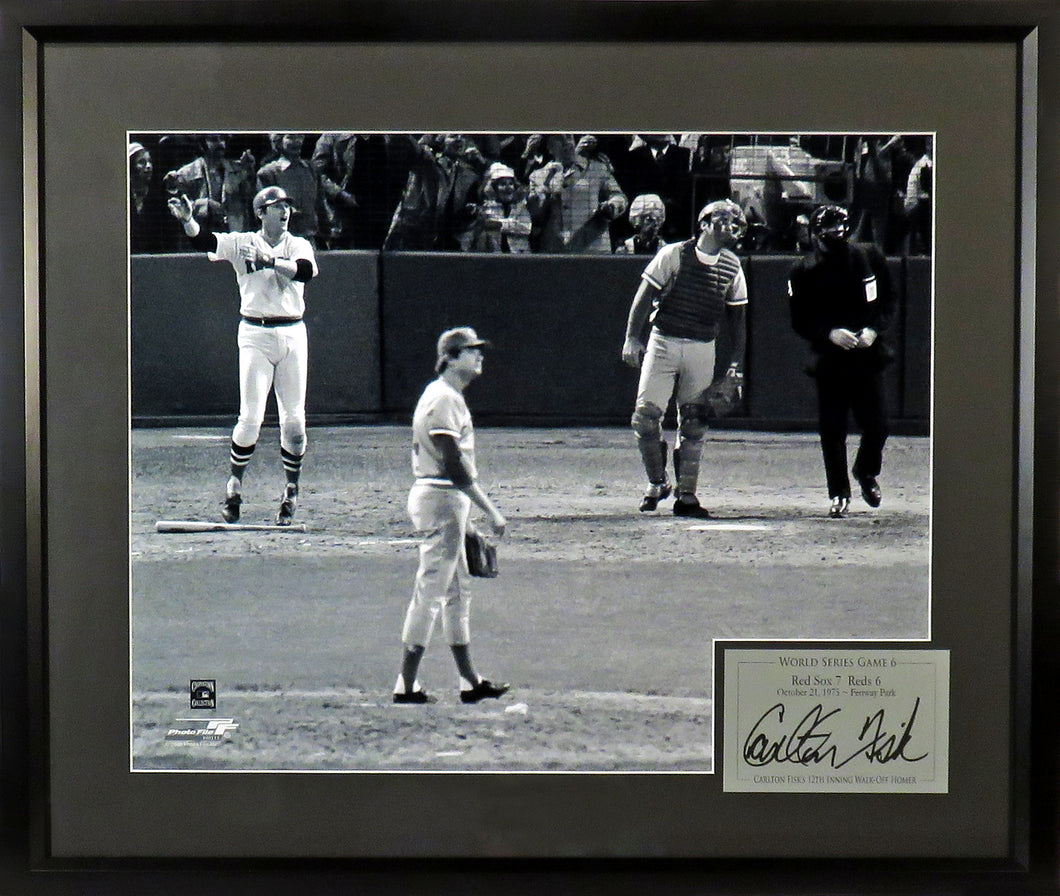 Boston Red Sox Carlton Fisk “1975 WS HR” Framed Photograph (Engraved Series)