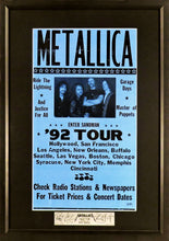 Load image into Gallery viewer, Metallica @ &quot;Enter Sandman &#39;92 Tour&quot; Framed Concert Poster (Engraved Series)
