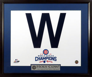 Chicago Cubs “2016 WS Champs Cubs Win Flag - W” Framed Display