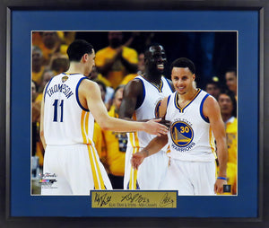 GS Warriors Stephen Curry, Klay Thompson & Draymond Green “Klay, Dray & Steph” 16x20 Framed Photograph (Engraved Series)