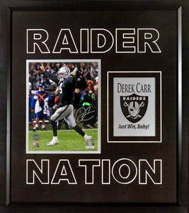 Derek Carr Autographed "Raider Nation" Framed Display (Impact Series)