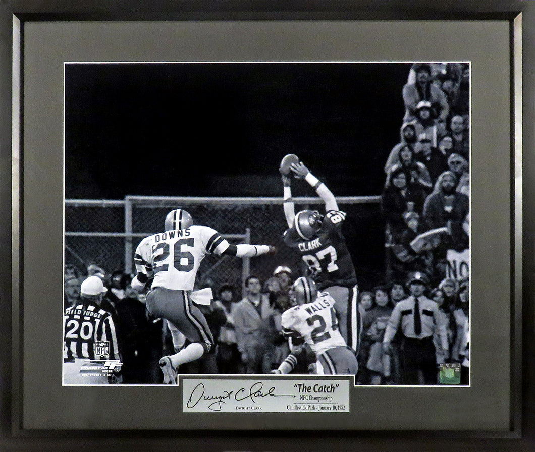 Dwight Clark “The Catch” Framed Photograph (Engraved Series)