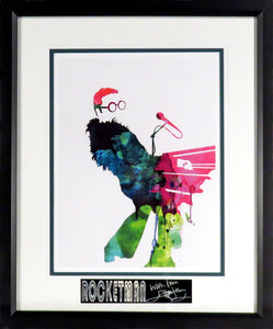 Elton John "Rocket Man" Framed Watercolor Art Display (Engraved Series)