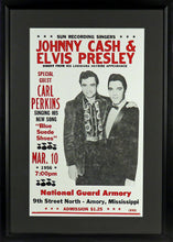 Load image into Gallery viewer, Johnny Cash &amp; Elvis Presley “Cash &amp; The King” Framed Concert Poster (Engraved Series)
