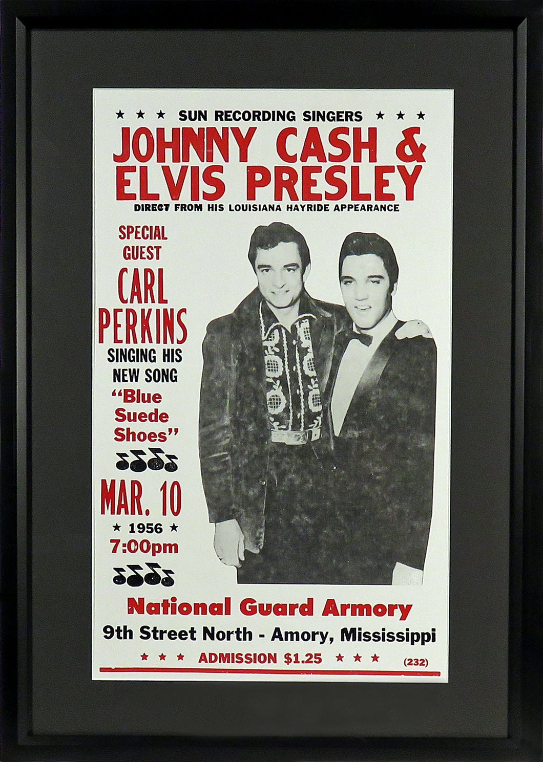 Johnny Cash & Elvis Presley “Cash & The King” Framed Concert Poster (Engraved Series)