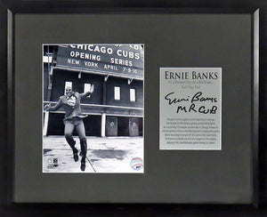 Chicago Cubs Ernie Banks “Let’s Play Two!” Framed Photograph (Engraved Series)