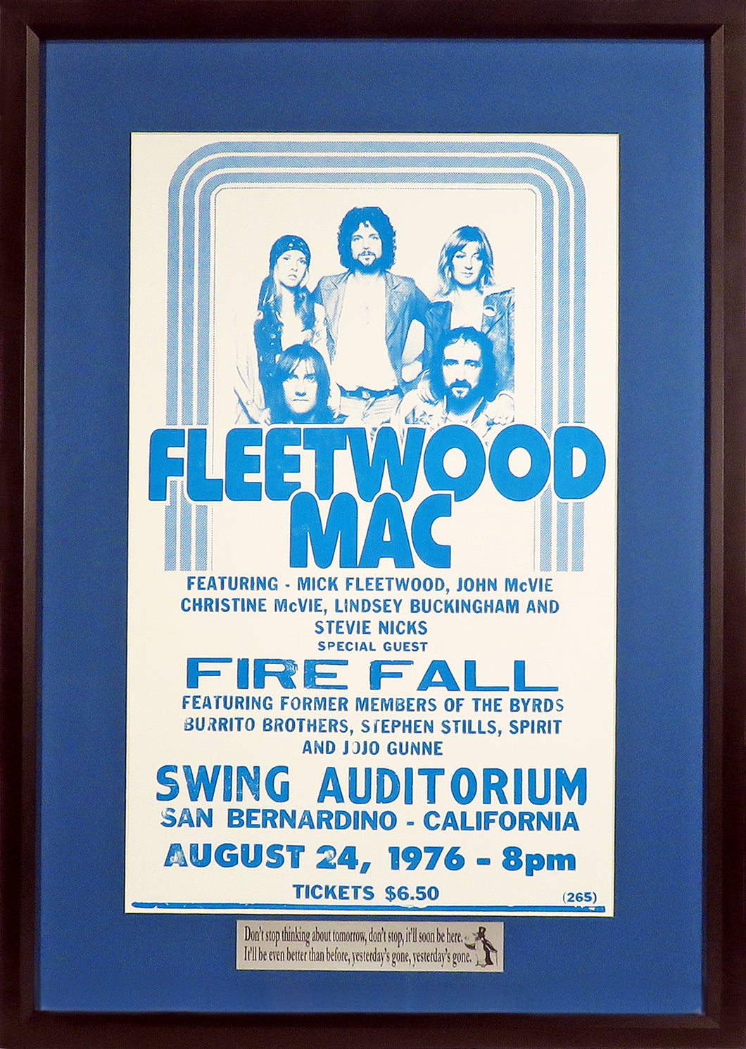 Fleetwood Mac @ Swing Auditorium Framed Concert Poster (Engraved Series)