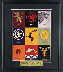 Game Of Thrones Coat of Arms "Choose Your House" Framed Display