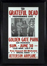 Load image into Gallery viewer, Grateful Dead @ Golden Gate Park Framed Concert Poster (Engraved Series)

