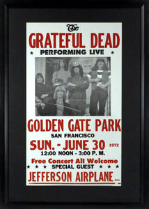 Grateful Dead @ Golden Gate Park Framed Concert Poster (Engraved Series)