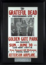 Load image into Gallery viewer, Grateful Dead @ Golden Gate Park Framed Concert Poster (Engraved Series)
