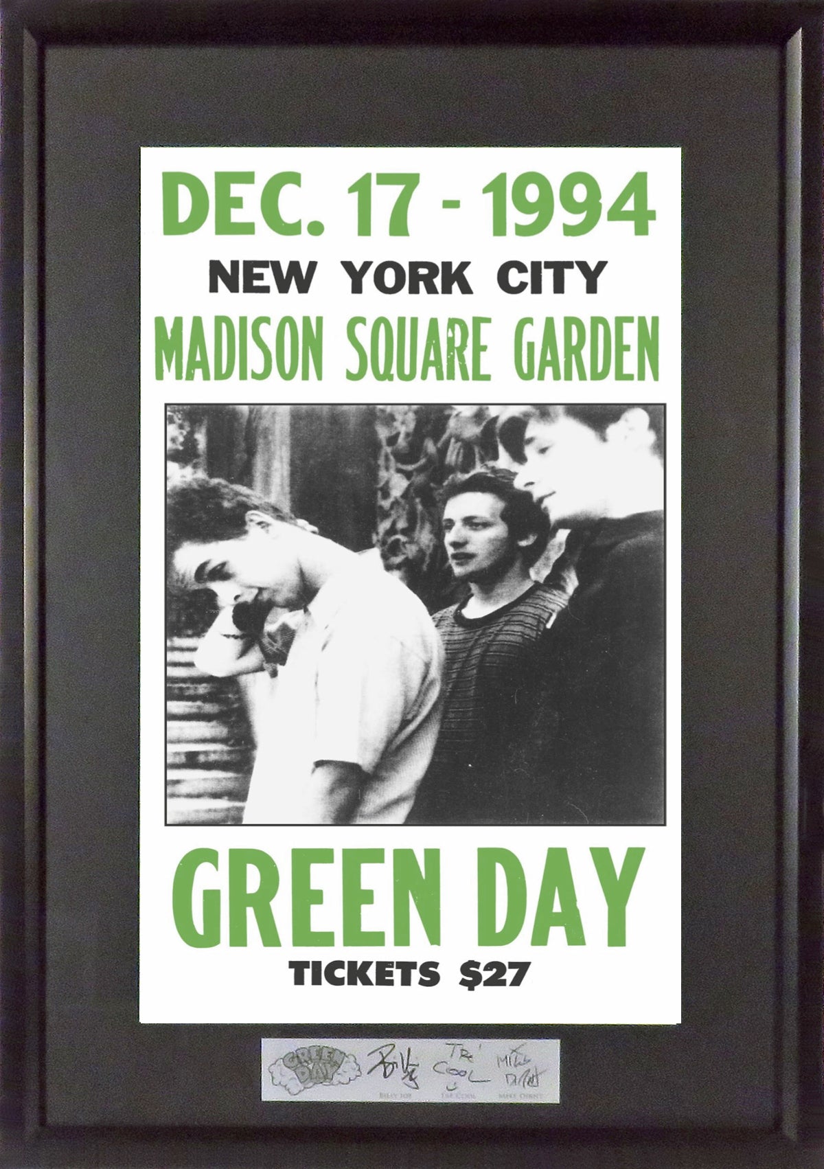 Green Day @ Madison Square Garden Framed Concert Poster (Engraved