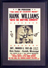 Load image into Gallery viewer, Hank Williams Concert Poster (Engraved Series)
