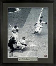 Load image into Gallery viewer, Brooklyn/Los Angeles Dodgers Jackie Robinson “Stealing Home” Framed Photograph (Engraved Series)
