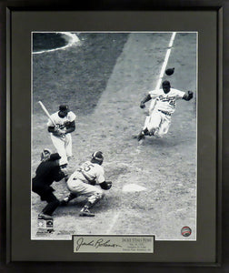 Brooklyn/Los Angeles Dodgers Jackie Robinson “Stealing Home” Framed Photograph (Engraved Series)