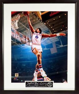 76ers Julius "Dr. J" Erving Framed Photograph (Engraved Series)