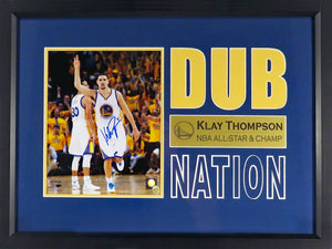 Klay Thompson Autographed "DUB NATION" Framed Display (Impact Series)