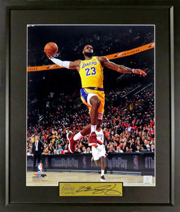 LA Lakers LeBron James "Windmill Jam" Framed Photograph (Engraved Series)