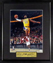 Load image into Gallery viewer, LA Lakers LeBron James &quot;Windmill Jam&quot; Framed Photograph (Engraved Series)
