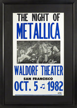 Load image into Gallery viewer, Metallica @ Waldorf Theater Framed Concert Poster (Engraved Series)
