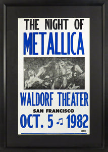 Metallica @ Waldorf Theater Framed Concert Poster (Engraved Series)