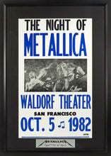 Load image into Gallery viewer, Metallica @ Waldorf Theater Framed Concert Poster (Engraved Series)
