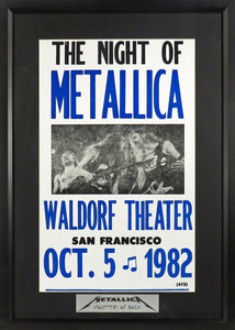 Metallica @ Waldorf Theater Framed Concert Poster (Engraved Series)