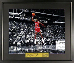 Michael Jordan "All-Star Free Throw Line Jam” Spotlight Framed Photograph (Engraved Series)